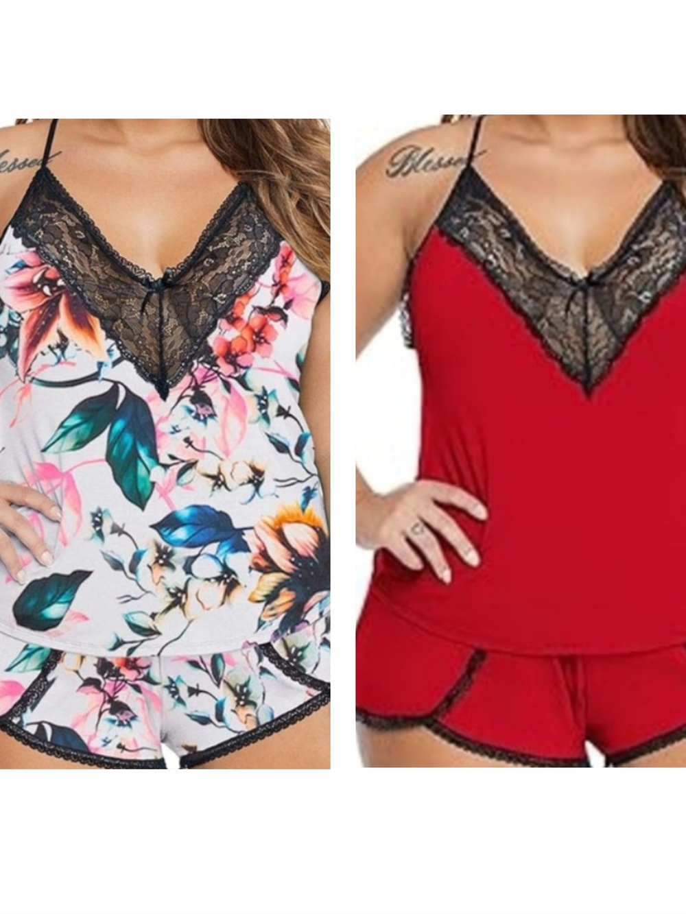 2 XAKALAKA Women Plus Size Pajamas Cami Shorts SETS Lingerie Set 4XL